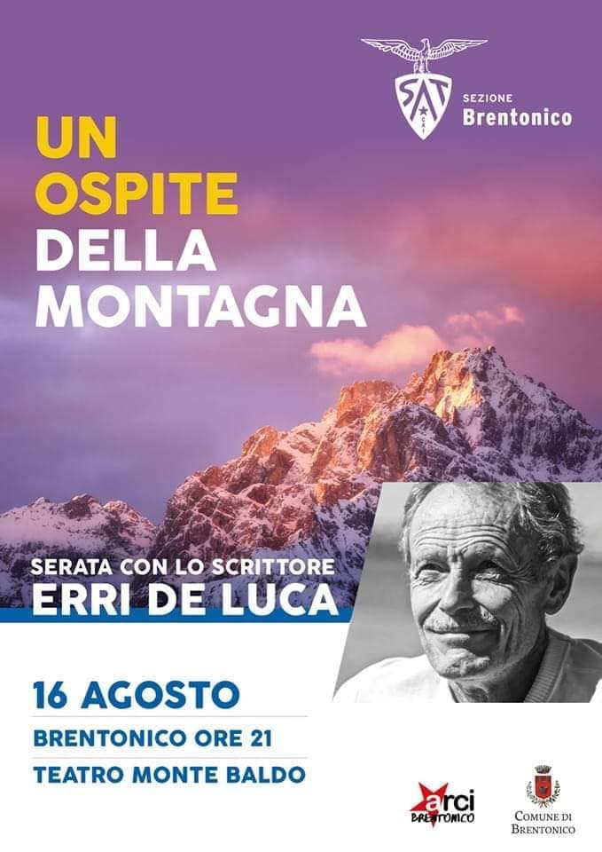 MARTEDÌ 16 AGOSTO, ORE 21:00 – ERRI DE LUCA: LA SCRITTURA, LA MONTAGNA, LE COSE SEMPLICI – BRENTONICO